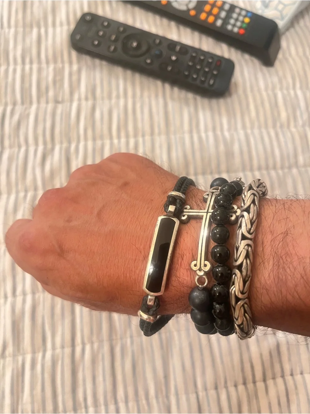 EFFY Black Onyx & Silver Men's Bracelet Set size 8.5.